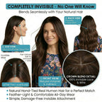 SISIYUYU Halo Hair Extensions Real Remy Human Hair, 12 Inch, 95g, Dark Brown, Invisible Wire for Thin Hair & Natural Volume - image 4
