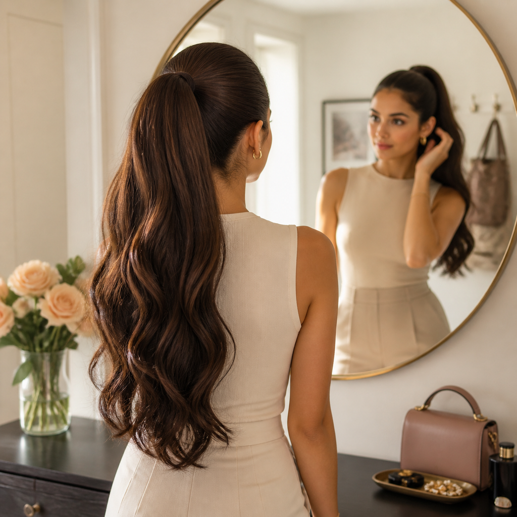 SISIYUYU 130g Wrap Around Human Hair Ponytail Extension